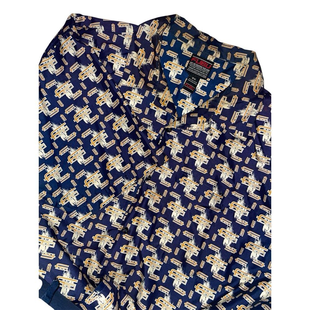 Vintage 90's FUBU‎ Men's 3XL Shirt All Over Print Short Sleeve Button Up Graphic